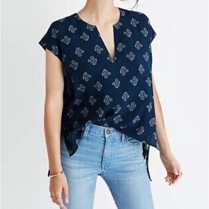 Madewell Skylight Side Tie Drapey Blouse Top